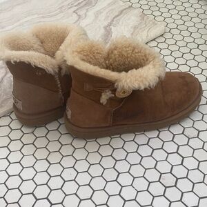 UGG Tan Ankle Booties with Shearling Lining